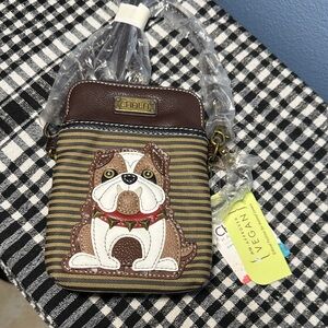 Chala Brown and Tan Bulldog Shoulder Bag NWT